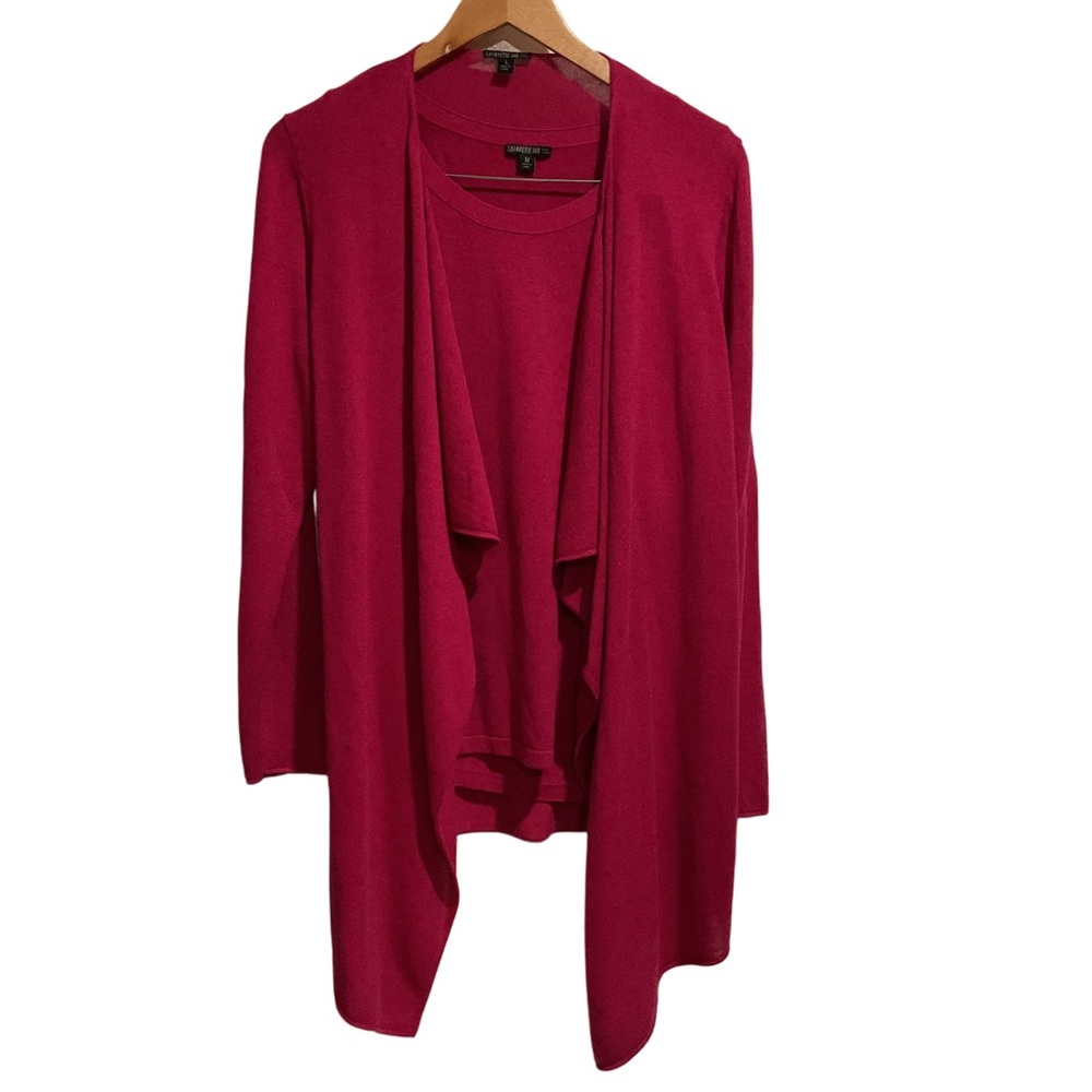 Lafayette 148 NY Two Piece Set Knit‎ Cardigan and Knit Tank Top Pink